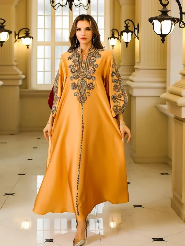 Evening Dresses Arab Long Robe Embroidery Muslim Women Party Jalabiya Eid Ramadan Morocco Dubai Abayas Kaftan Islam Vestidos